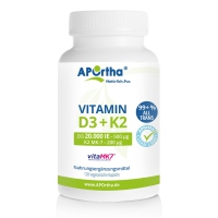 Aportha Vitamin D3 20.000 IE + Vitamin K2 VitaMK7® 200 µg - 120 vegetarische Kapseln