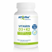 Aportha Vitamin D3 20.000 IE + Vitamin K2 MK-7 200 µg - 120 vegetarische Kapseln