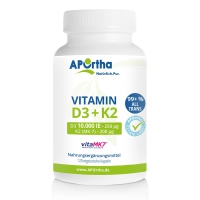 Aportha Vitamin D3 10.000 IE + Vitamin K2 VitaMK7® 200 µg - 120 vegetarische Kapseln