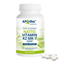 Aportha Natto Vitamin K2 MK-7 200 μg HOCHDOSIERT - 365 vegane Tabletten - Familiengr&ouml;&szlig;e (73g) MHD 11/2025